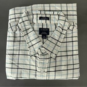 J Crew Shirt Mens XL Blue & Green Plaid Flex Oxford Long Sleeve Slim Untucked